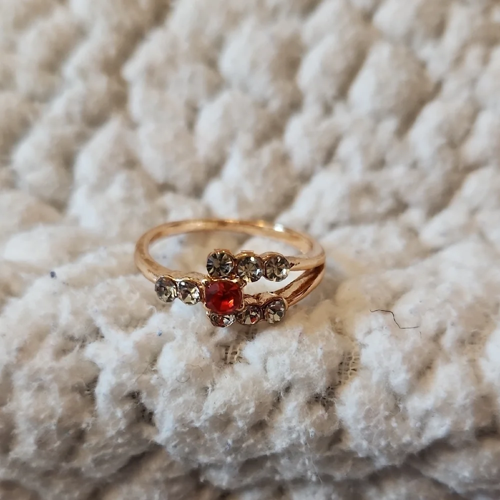 Mod Lily Faux Rose Gold CZ Ruby Ring